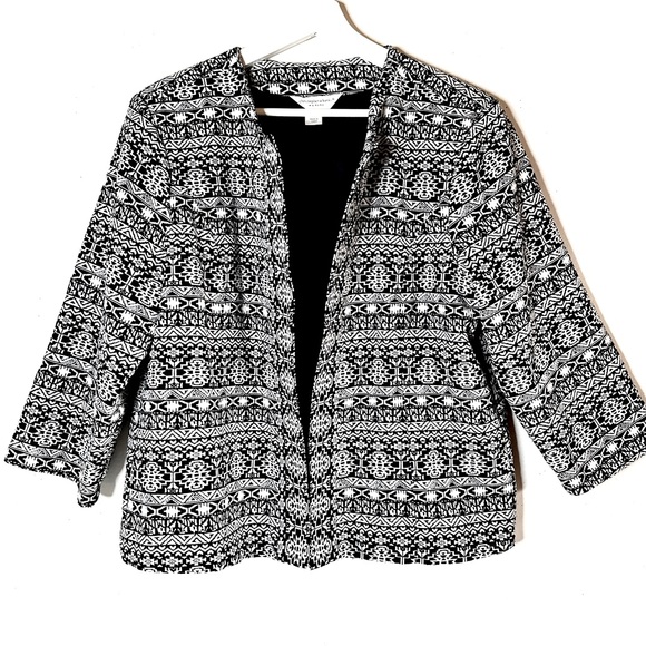 Christopher & Banks Jackets & Blazers - Christopher & Banks Tapestry Lined Open Jacket P/XL Black White